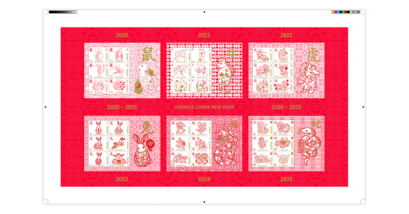 Chinese New Year - Limited Edition Years 7-12, Imperforate Uncut Press Sheets